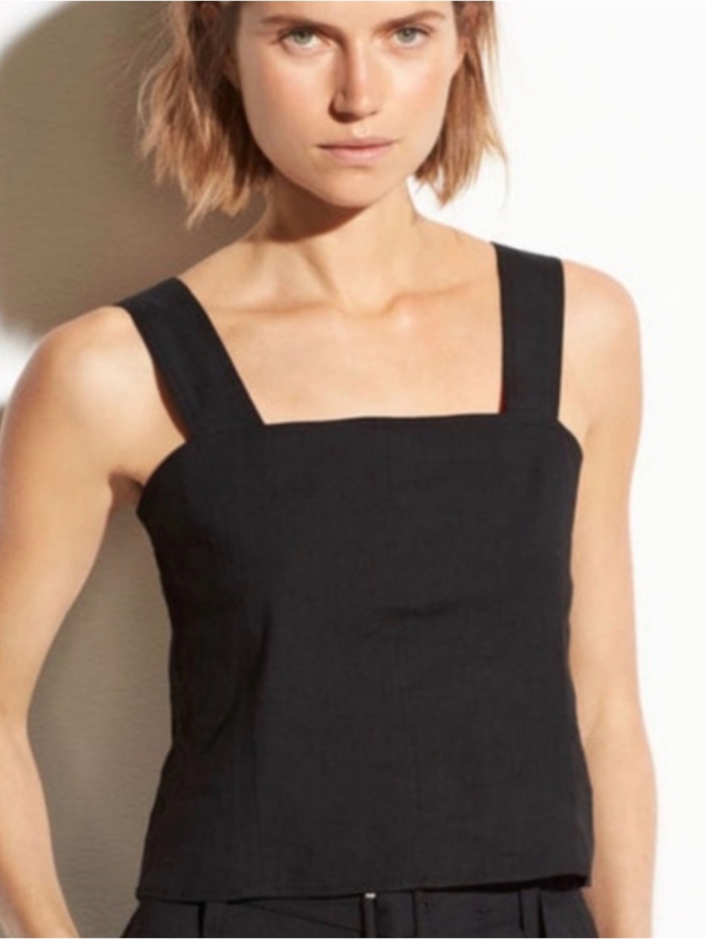 Vince Black Square-Neck Tank Top size 10